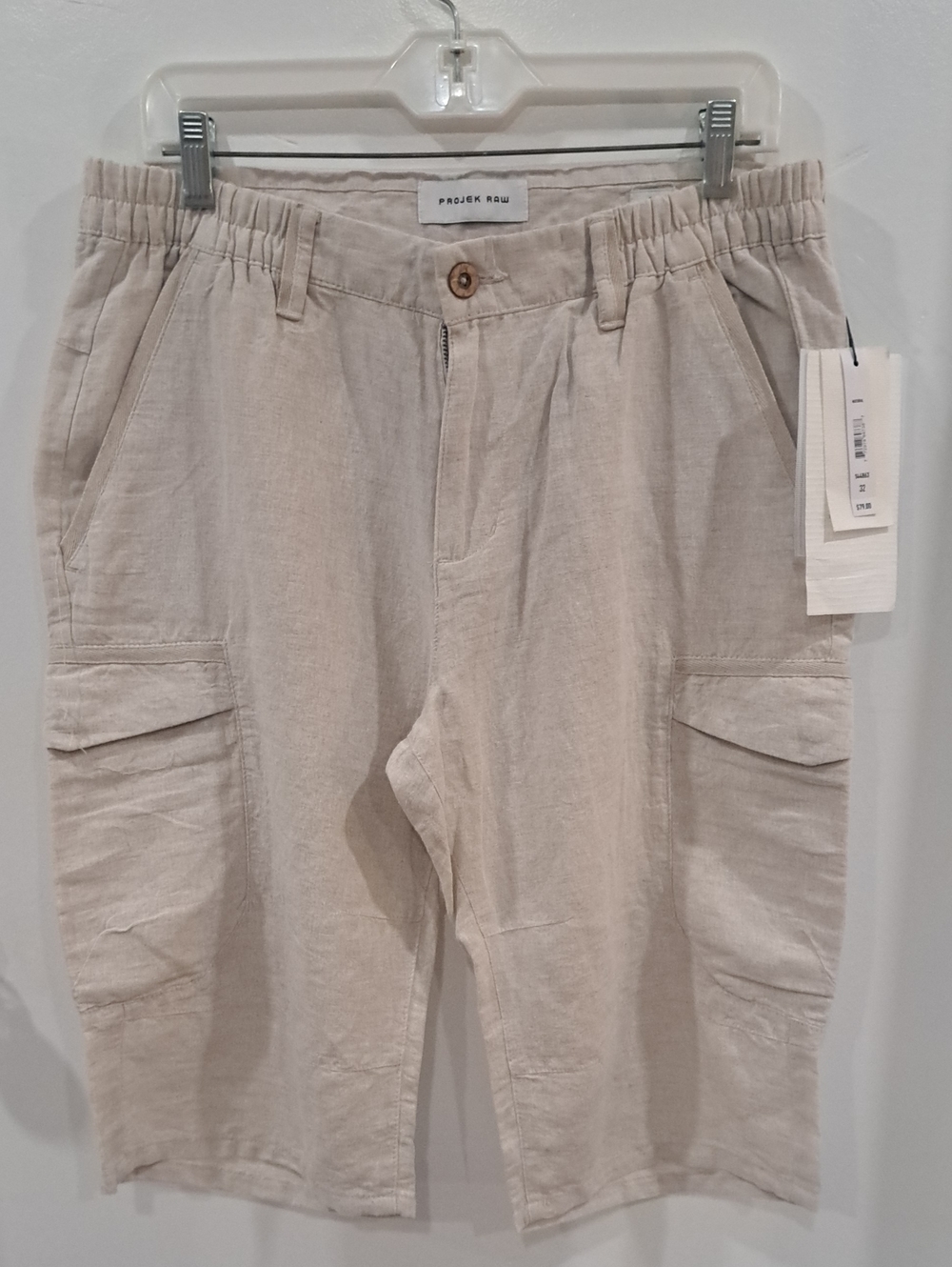 Projekt Roki Beige Flat-Front Linen Blend Men’s Shorts